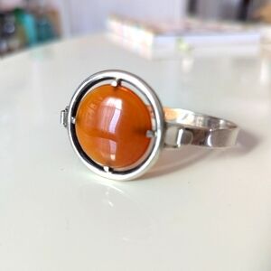 Vintage Sterling and Carnelian TJH Bangle
